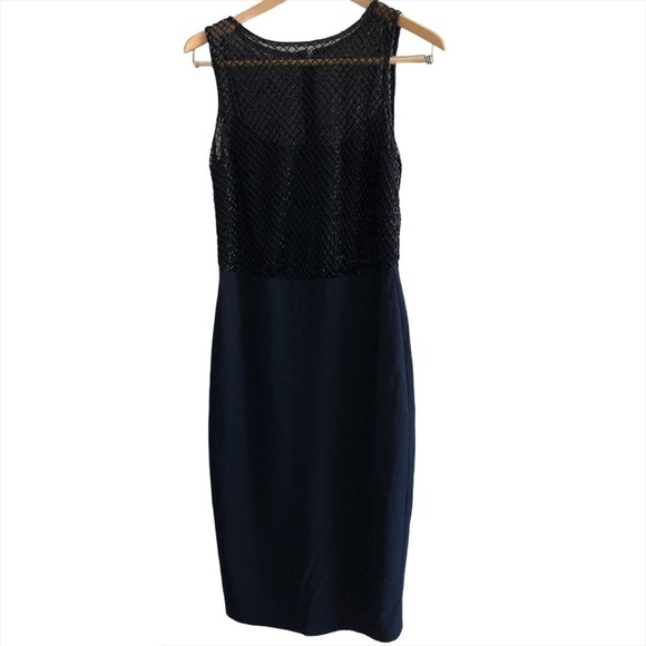 NWT Adriana Papell Sheath beaded mesh Dress - Picture 3 of 8